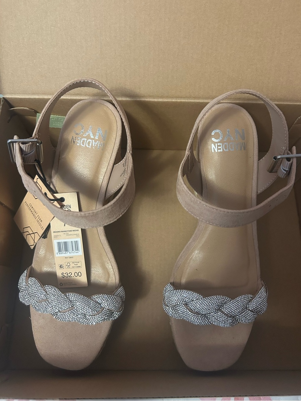 Cork Heeled Wedge w/ Silver Braided Embellishment